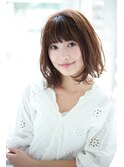 大人無造作ウェーブボブ