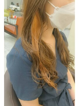 プールドゥマン 屯田(POUR DEMAIN) インナーカラー/デザインカラー/ダブルカラー/オレンジ/ベージュ