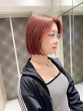 ロンドシェリ 仙台(Lond Cheri) オレンジ 切りっぱなしボブ ブリーチなしダブルカラー 髪質改善