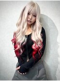 ホワイトグラデ×裾レッド