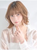 【La fith】ハイトーンカラー×くびれ外ハネボブ×重めバング