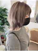 前髪ありニュアンスカラーミディアムウルフヘア梅ヶ丘美容室