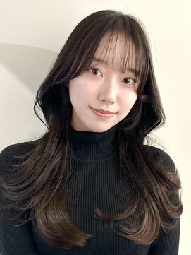 ライン(LINE) 韓国風/レイヤー/小顔/前髪カット/髪質改善/グレージュ/透明感