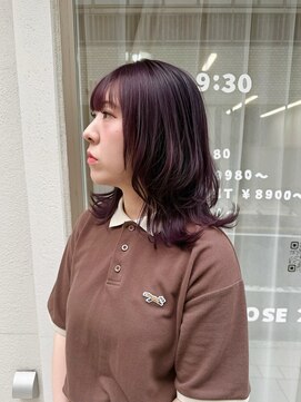 鏡と星 高田馬場 パープルヘア/レイヤースタイル