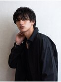 黒髪ウエットグロッシーパーマ×韓国風マッシュ
