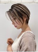 外国人風ハイライトバレイヤージュ白髪ぼかし グレージュ t814