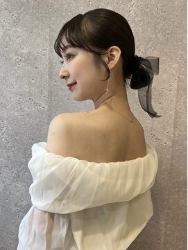 アース 三軒茶屋店(HAIR&MAKE EARTH) 三軒茶屋_レディース_セミロング_ヘアアレンジ_タイト_リボン