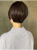 丸みボブ　ひし形ボブ　ダークブラウン　ツヤ髪　髪質改善　