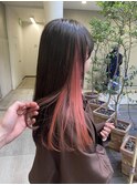 黒髪/グレーベージュ/レイヤーロング/前髪パーマ