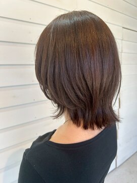 ラコスタ(LaCosTa) ココアブラウン透明感ブリーチなしカラー小顔レイヤーミディ