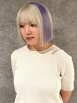 キャパ セントラル 天神 大名店(CAPA central)&nbsp;ボブ ブリーチ デザインカラー ホワイトカラー 切りっぱなし