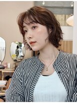 ガーデンヨコハマ(GARDEN YOKOHAMA)&nbsp;ショートボブパーマココアベージュオリーブグレークラゲヘア