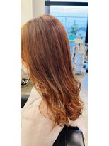 エファッセ 伊奈店(efface)&nbsp;レイヤーロング×オレンジベージュ×巻き髪×ハイトーンカラー