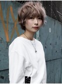 ピンクラベンダーグレージュ、無造作マッシュショート＊
