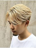 フェザーパーマセンターパートハイトーンカラーグレージュ韓国
