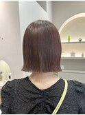 ボブピンクブラウン切りっぱなしボブへイリーボブ