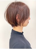 say.ショートボブ耳掛けショートローズブラウンイメチェン