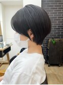 小顔ショートボブ×暗髪[大人ボブ/縮毛矯正/横浜/白髪/髪質改善]
