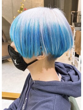 デイズ(days) 韓国マッシュ センターパート ニュアンスマッシュブルーカラー