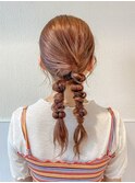 ★結婚式お呼ばれドレスヘア編み込みポニーテールアップスタイル