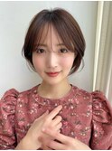 小顔ショートレイヤーカットボブルフ前髪2wayシースルーバング