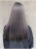 ロングホワイトグレージュ美髪韓国ヘア顔周りレイヤー_ba402541