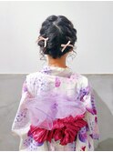 小学生の浴衣の着付けとヘアアレンジ