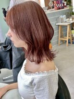 ヒビヲ(HIBIO) 横浜ミルクティーピンクベージュタッセルボブ外ハネボブレイヤー