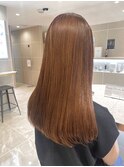 オレンジベージュ　ストレートロング