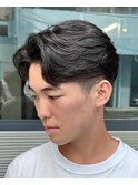  刈り上げセンターパートフェザーパーマニュアンスパーマ八王子
