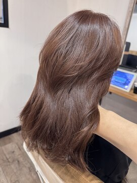 オリジンアド(ORIGIN+) 明るい白髪染め/レイヤーカット/pink beige