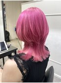 【ピンク×クラゲウルフ】ローズピンクパープルボブウルフカット