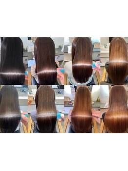 髪の状態に合わせて薬剤を調合するからダメージレスで艶感たっぷりの仕上がり。柔らかな美髪に☆