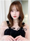 くびれヘアアプリコットオレンジ夏ヘアハイライトカラー