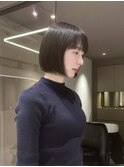 ミニボブ/グレージュ/ぱつっとボブ/縮毛［恵比寿駅］
