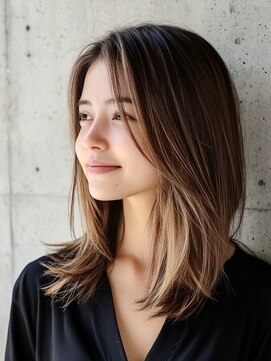 ピリオド(period.) ヌーディカラー/ミディアムヘアー/バレイヤージュ