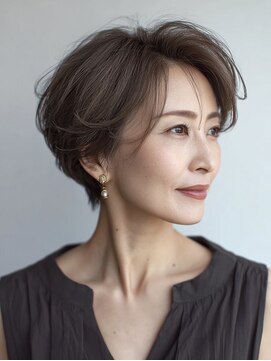 ハーツ(Heart's) 白髪ぼかし脱白髪染め似合わせショートボブ40代50代60代