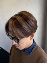 メンズココ 清澄白河店(MENS COCO)&nbsp;デザインハイライトカラーメンツ毛流れセンターパート刈り上げ