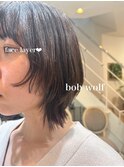 ボブウルフ顔まわりカットミディアムレイヤー×渡辺りん
