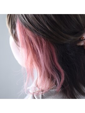 ニコリヘアワークス(nicori hair works) ミディアム×イヤリングカラー×ペールピンク1