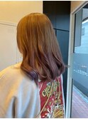 くすみピンク/ピンクベージュ/春カラー/セミディ/グラデーション