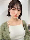 地毛風カラー黒髪切りっぱなしボブ/小顔ショートボブ/池袋