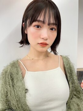 サンド 池袋 2nd(sand) 地毛風カラー黒髪切りっぱなしボブ/小顔ショートボブ/池袋