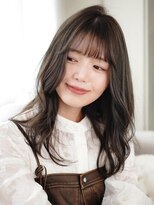 アールイーノウン 阿倍野区昭和町店(re; nown)&nbsp;小顔前髪ワンカールレイヤーカット黒髪ネビージュボブウルフ