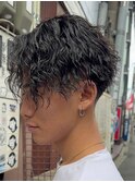 ツイストスパイラルパーマスペインカールダークアッシュマンバン