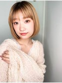 韓国風金髪ハイトーンカラー前下がりミニボブp1志木20代30代