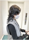 プードルパーマウルフカットマッシュパーマアッシュブラック