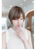 20代30代大人かわいいチョコレートカラーショートボブ前髪モード