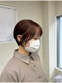 ショートカット×ワインレッド