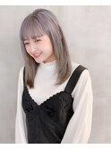 グレージュ　透明感　セミロング　大須